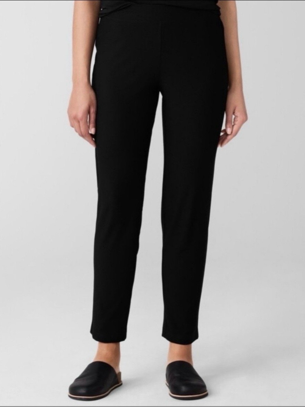 Eileen Fisher Black Washable Stretch Crepe Pants Size XL Minimalist, Relaxed